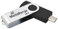 MediaRange USB-Stick schwarz, silber 64 GB, 1 St.