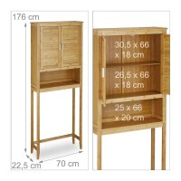 relaxdays Waschmaschinenschrank, 10020299_0 braun 3 Fachböden 70,0 x 22,5 x 176,0 cm