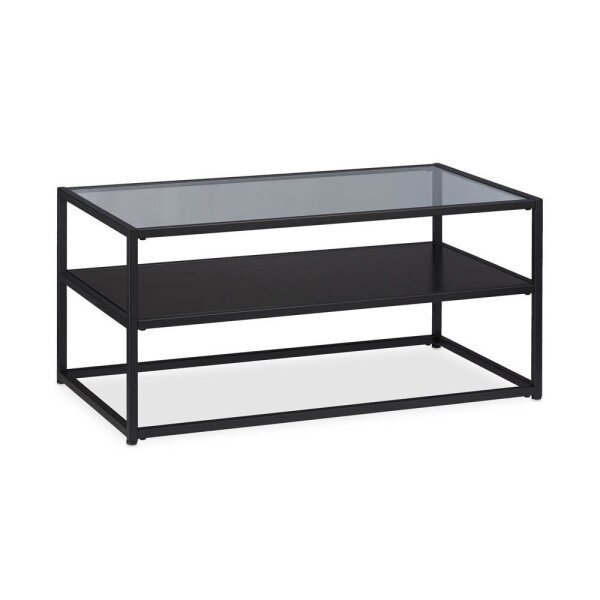 relaxdays Couchtisch rechteckig Glas schwarz 90,0 x 50,0 x 42,0 cm, 1 St.
