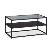 relaxdays Couchtisch rechteckig Glas schwarz 90,0 x 50,0...