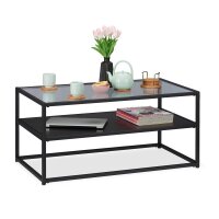 relaxdays Couchtisch rechteckig Glas schwarz 90,0 x 50,0 x 42,0 cm, 1 St.