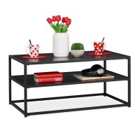 relaxdays Couchtisch rechteckig MDF-Platte schwarz 90,0 x 50,0 x 42,0 cm, 1 St.