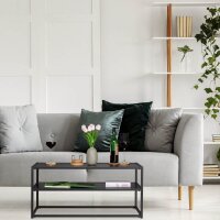 relaxdays Couchtisch rechteckig MDF-Platte schwarz 90,0 x 50,0 x 42,0 cm, 1 St.