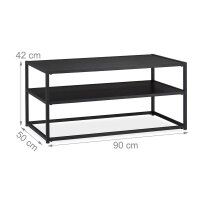 relaxdays Couchtisch rechteckig MDF-Platte schwarz 90,0 x 50,0 x 42,0 cm, 1 St.