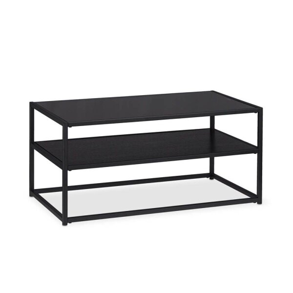relaxdays Couchtisch rechteckig Glas schwarz 90,0 x 50,0 x 42,0 cm, 1 St.