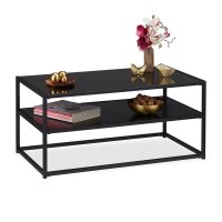 relaxdays Couchtisch rechteckig Glas schwarz 90,0 x 50,0...