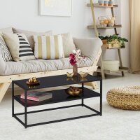 relaxdays Couchtisch rechteckig Glas schwarz 90,0 x 50,0 x 42,0 cm, 1 St.