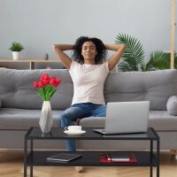 relaxdays Couchtisch rechteckig Glas schwarz 90,0 x 50,0 x 42,0 cm, 1 St.