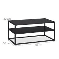 relaxdays Couchtisch rechteckig Glas schwarz 90,0 x 50,0 x 42,0 cm, 1 St.