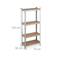 relaxdays Schwerlastregal 10033046_0 silber/braun 70,0 x 30,0 x 150,0 cm
