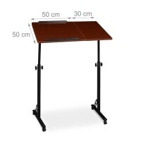 relaxdays PC-Tisch höhenverstellbar mahagoni 80,0 x 50,0 x 75,0 - 110,0 cm