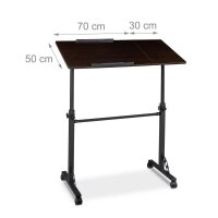 relaxdays PC-Tisch höhenverstellbar dunkelbraun 100,0 x 50,0 x 80,0 - 110,0 cm