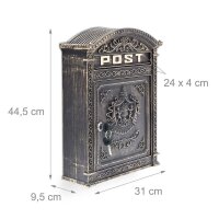 relaxdays Briefkasten Antik 10020107_490 bronze