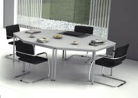 HAMMERBACHER Mehrzwecktisch lichtgrau rechteckig, Vierkantrohr grau, 120,0 x 80,0 x 72,0 cm