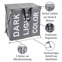 WENKO Wäschesortierer Trio Top grau
