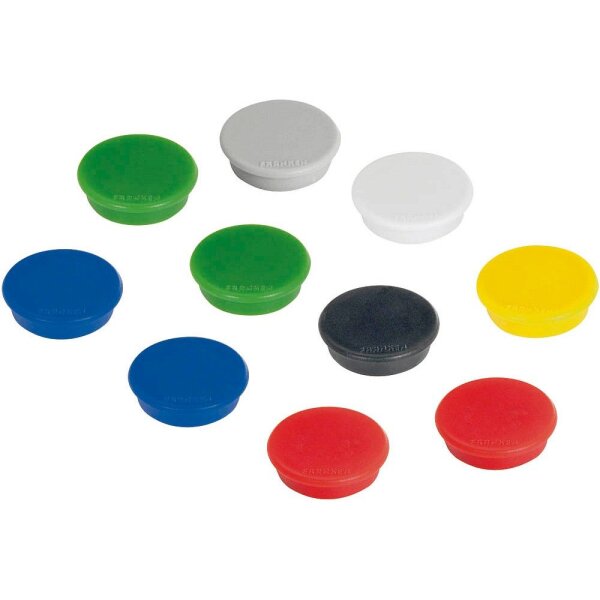 FRANKEN Haftmagnet Magnete farbsortiert, Kunststoff Ø 1,27 cm, 10 St.