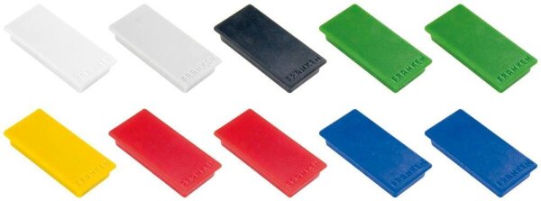 FRANKEN Haftmagnet Magnet farbsortiert, Kunststoff 2,3 x 5,0 cm, 10 St.
