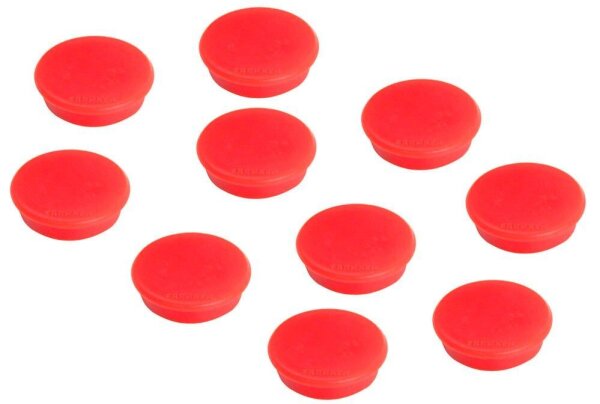 FRANKEN Haftmagnet Magnete rot, Kunststoff Ø 3,2 x 0,7 cm, 10 St.