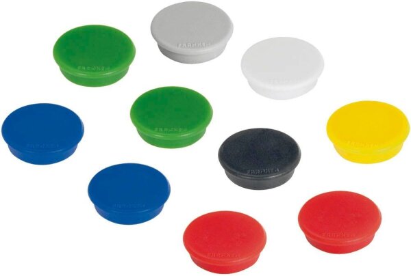 FRANKEN Haftmagnet Magnete farbsortiert, Kunststoff Ø 3,2 x 0,7 cm, 10 St.