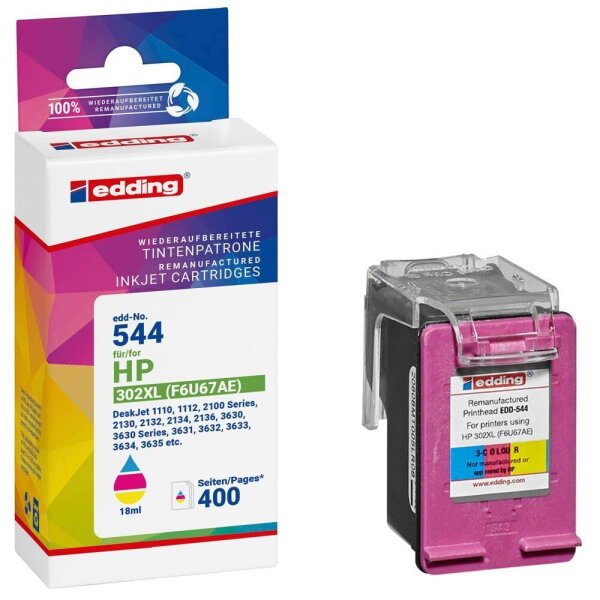 edding EDD-544 color Druckerpatrone kompatibel zu HP 302XL (F6U67AE)