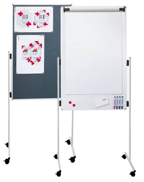 FRANKEN mobiles Whiteboard KombiFlipchart 76,0 x 121,0 cm grau#!#weiß Filz/Whiteboard