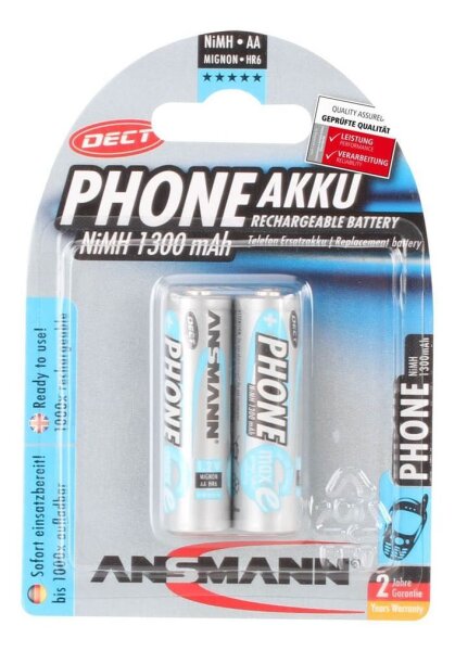 ANSMANN Akkus PHONE Ni-MH Mignon AA 1.300 mAh, 2 St.