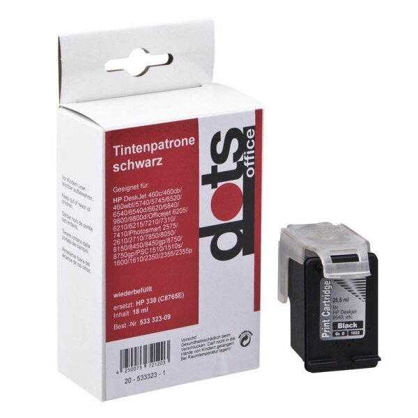 dots  schwarz Druckerpatrone kompatibel zu HP 338 (C8765EE)