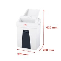 HSM SECURIO AF100 Aktenvernichter mit Partikelschnitt P-4, 4 x 25 mm, bis 100 Blatt, weiß