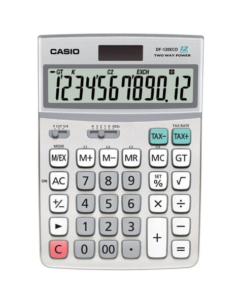 CASIO DF-120ECO Tischrechner silber