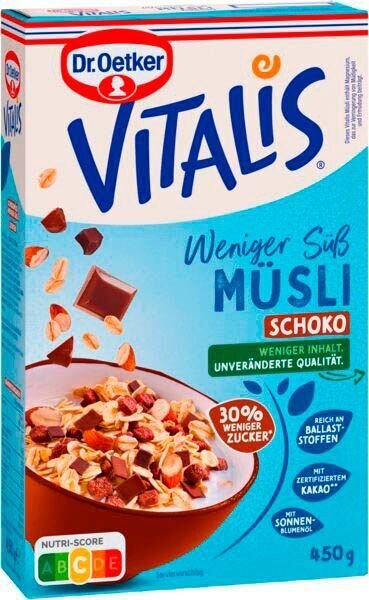 Dr. Oetker VITALIS Schoko weniger süß Müsli 450,0 g, 1 St.