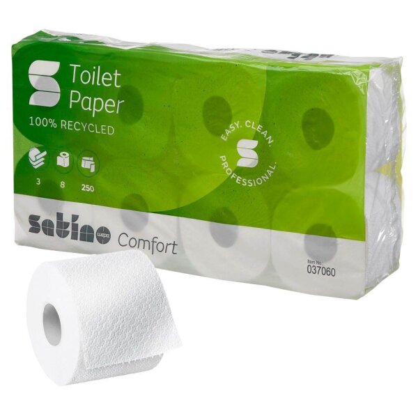 Satino Toilettenpapier comfort 3-lagig Recyclingpapier, 8 Rollen