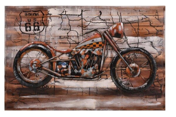 Garden Pleasure Wandbild 3D Motorrad braun, Metall
