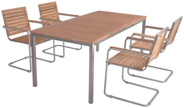 Garden Pleasure Sitzgruppe DENVER, silber Holz, Metall, 7-teilig
