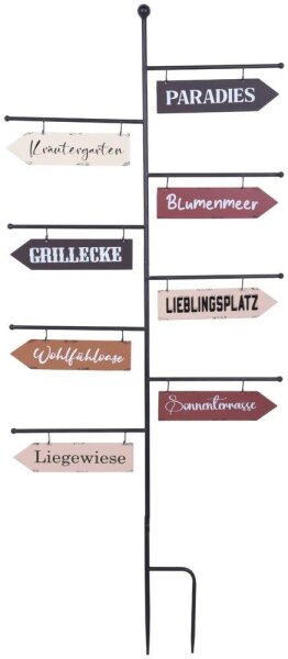 Garden Pleasure Gartendeko PARADIES Metall bunt Wegweiser: rechteckig 23,5×6,0×0,1 cm (LxBxH) 54,0 x 2,0 x 125,0 cm, 1 St.