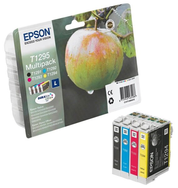 EPSON T1295L (Apfel) schwarz, cyan, magenta, gelb Druckerpatronen, 4er-Set