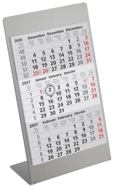 Tischkalender Edelstahl 2026/2027 silber matt, 1 St.