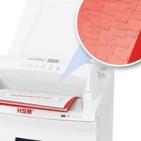 HSM SECURIO AF350 Aktenvernichter mit Partikelschnitt P-6, 0,78 x 11 mm, bis 350 Blatt, weiß