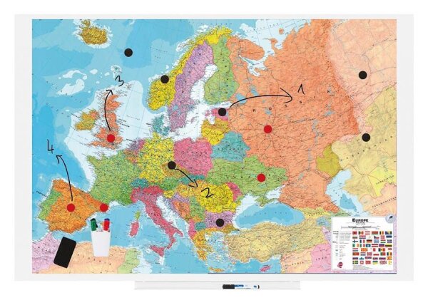 rocada Whiteboard Skin MAP Europa 150,0 x 100,0 cm bunt Stahl
