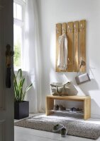 HAKU Möbel Wandgarderobe 15617 braun Holz 8 Haken 65,0 x 100,0 cm