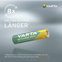 VARTA Akkus RECHARGE ACCU Recycled Ni-MH Micro AAA 800 mAh, 4 St.