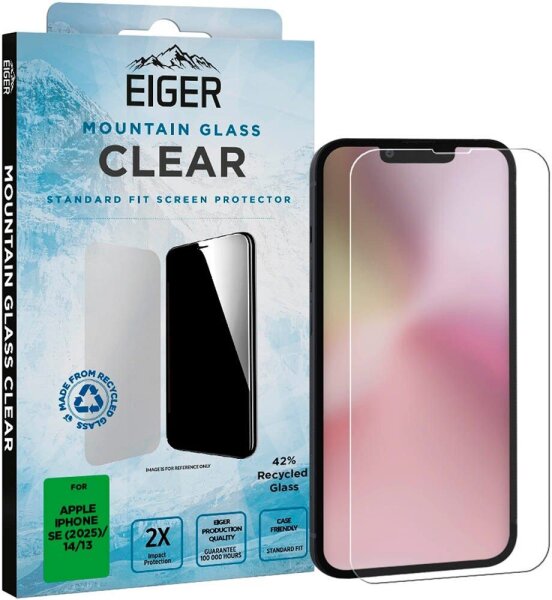 EIGER Display-Schutzglas für Apple iPhone 13, iPhone 14, iPhone 16e