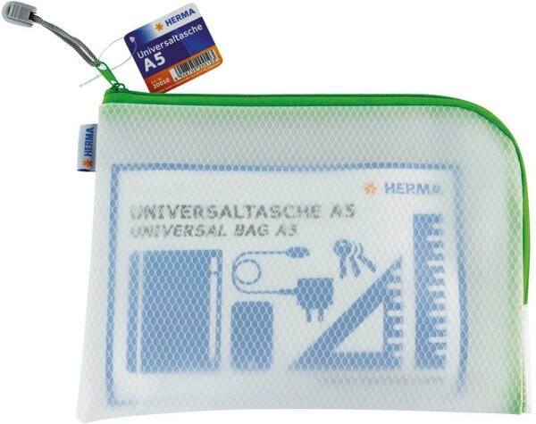 HERMA Reißverschlussbeutel DIN A5 transparent/grün, 1 St.