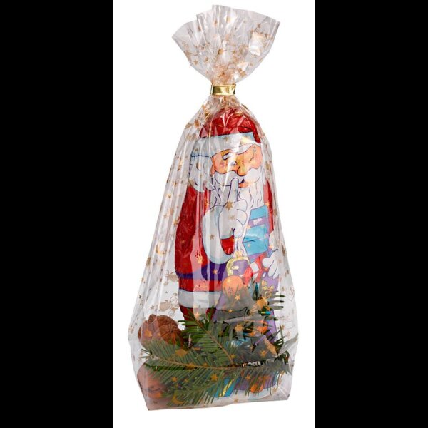 folia Zellglas-Bodenbeutel Mond und Sterne gold 18,0 x 29,5 cm 10 St.