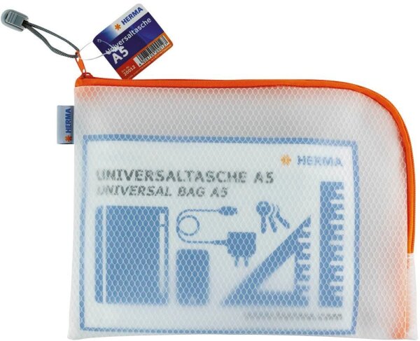 HERMA Reißverschlussbeutel DIN A5 transparent/orange, 1 St.