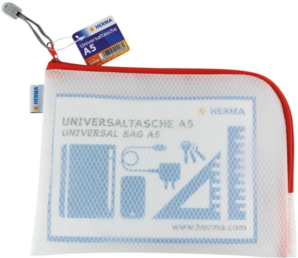 HERMA Reißverschlussbeutel DIN A5 transparent/rot, 1 St.
