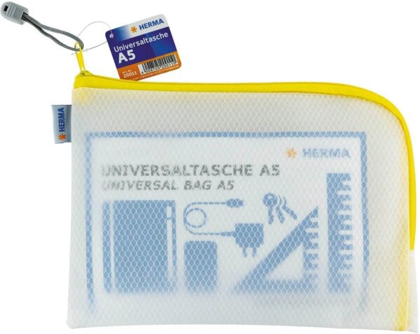 HERMA Reißverschlussbeutel DIN A5 transparent/gelb, 1 St.