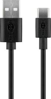 goobay Ladekabel mit Adapter schwarz, Kabellänge: 1,0 m, 5 Watt