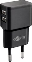 goobay Ladekabel mit Adapter schwarz, Kabellänge: 1,0 m, 12 Watt