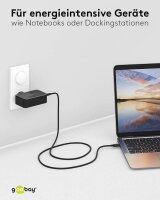 goobay Ladekabel mit Adapter schwarz, Kabellänge: 1,8 m, 65 Watt
