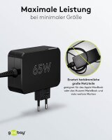 goobay Ladekabel mit Adapter schwarz, Kabellänge: 1,8 m, 65 Watt